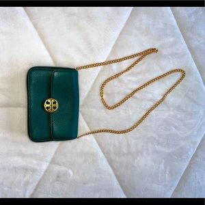 Tory Burch Green Leather Logo Crossbody